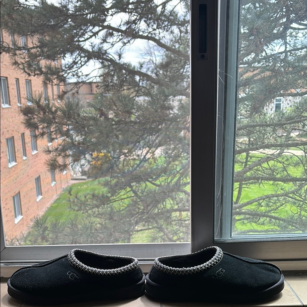 UGG Black Slippers with Gray Trim